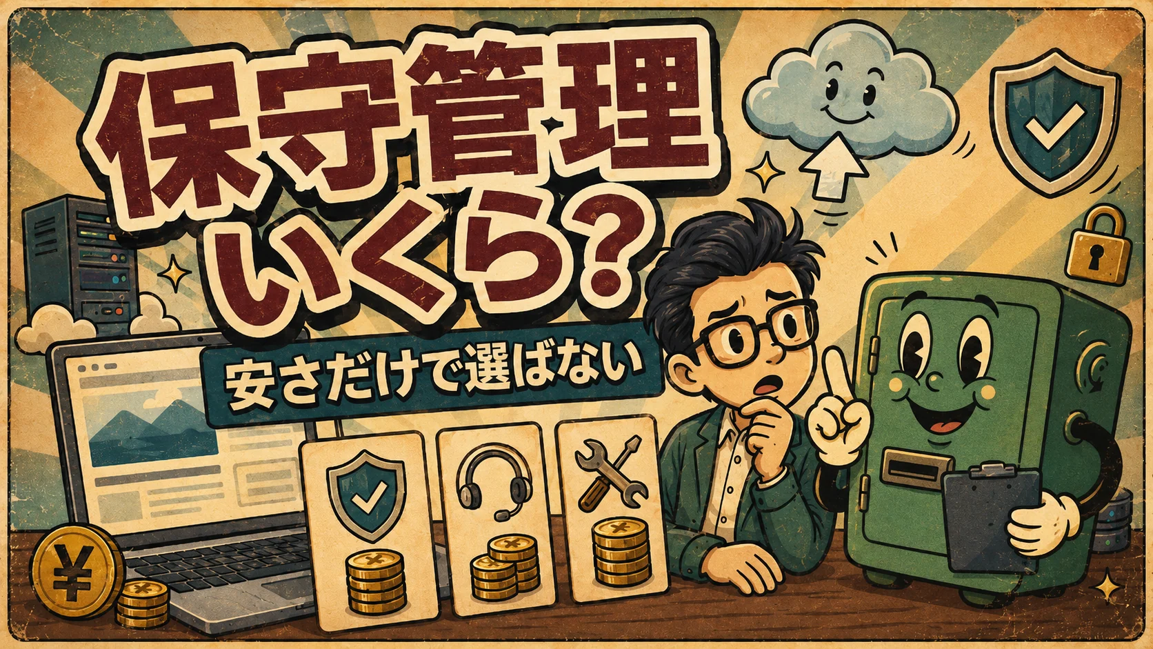 WordPress保守管理の月額費用と外注前チェックを示すアイキャッチ画像