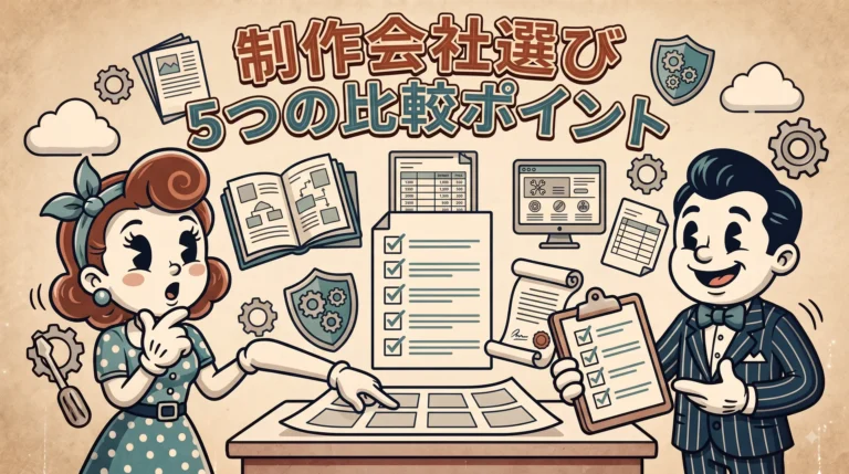 提案・見積もり・実績・契約・保守の5項目を比較するアイキャッチ
