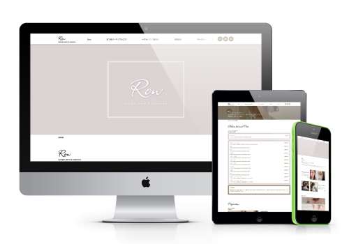 アイラッシュサロンのホームページデザイン、柔らかいピンクとベージュの配色で上品さと親しみやすさを表現したトップページ